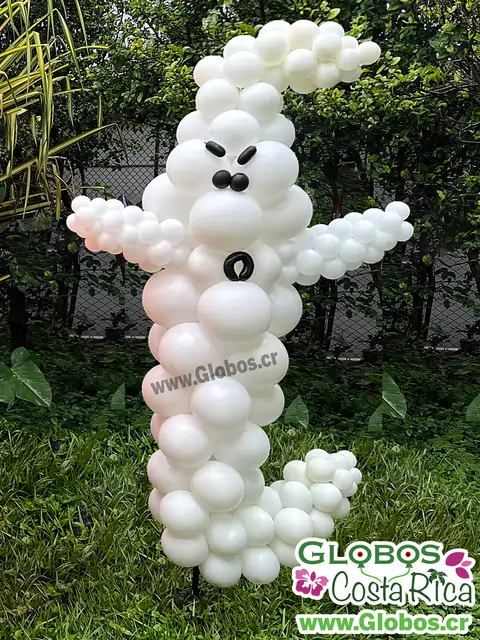 Fantasma de globos blancos ideal para decorar fiestas de Halloween.